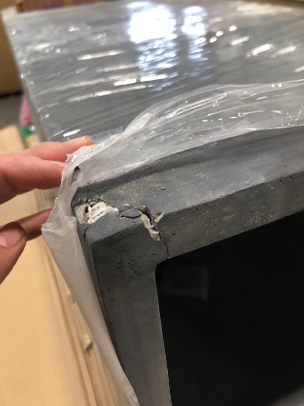 Photo 1 of ***MINOR DAMAGE ON ONE OF THE TOP SIDES**** Kante 27.6" H Tall Rectangular Concrete Planter, Modern Square Diameter Plant Pot with Drainage Hole and Rubber Plug for Indoor Outdoor Home Patio Garden, Black