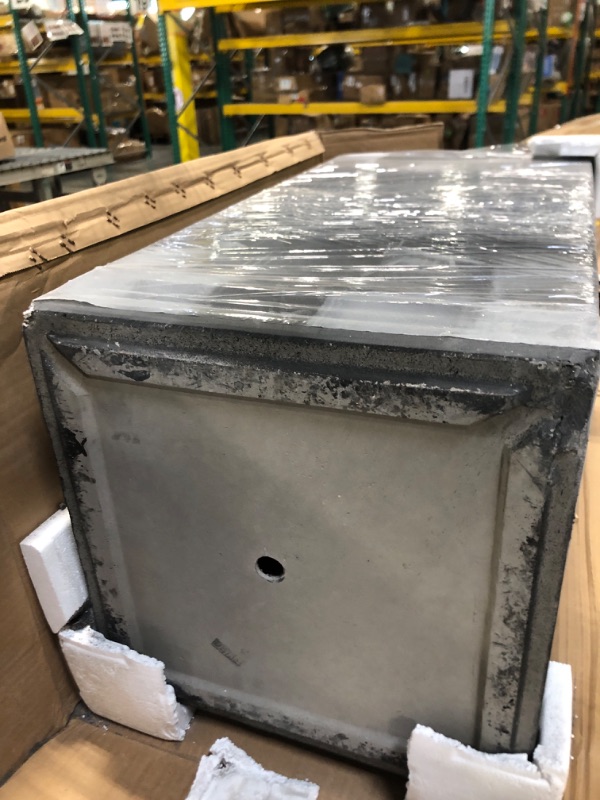 Photo 1 of ***MINOR DAMAGE ON ONE OF THE TOP SIDES**** Kante 27.6" H Tall Rectangular Concrete Planter, Modern Square Diameter Plant Pot with Drainage Hole and Rubber Plug for Indoor Outdoor Home Patio Garden, Black