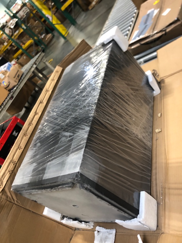 Photo 1 of ***MINOR DAMAGE ON ONE OF THE TOP SIDES**** Kante 27.6" H Tall Rectangular Concrete Planter, Modern Square Diameter Plant Pot with Drainage Hole and Rubber Plug for Indoor Outdoor Home Patio Garden, Black