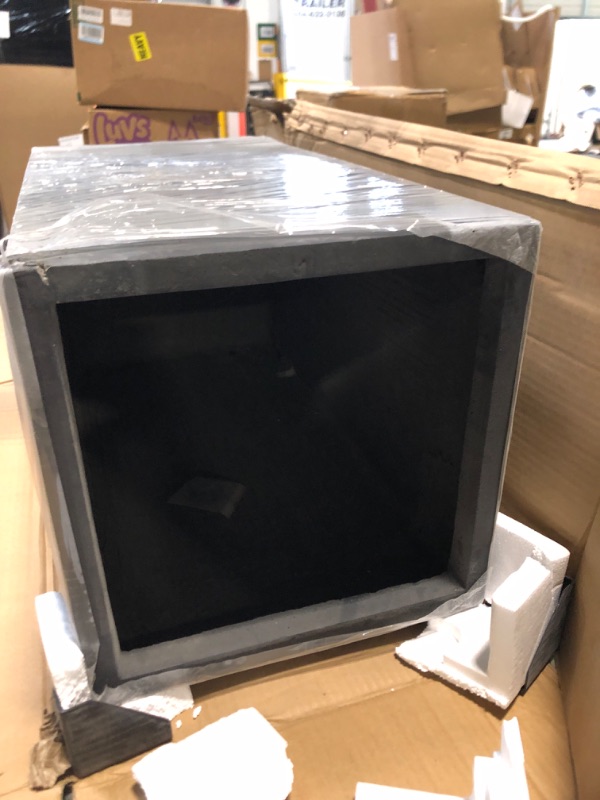 Photo 1 of ***MINOR DAMAGE ON ONE OF THE TOP SIDES**** Kante 27.6" H Tall Rectangular Concrete Planter, Modern Square Diameter Plant Pot with Drainage Hole and Rubber Plug for Indoor Outdoor Home Patio Garden, Black