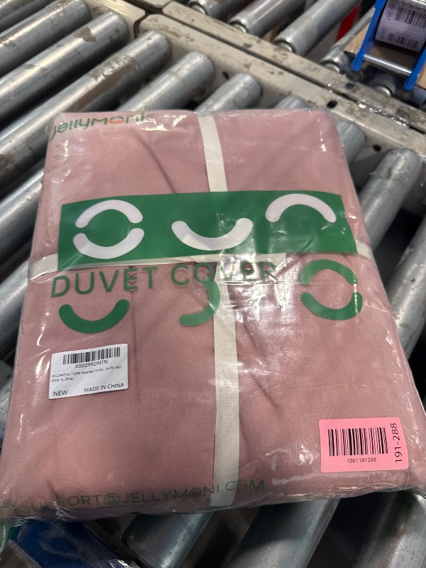 Photo 1 of **INCOMPLETE, MISSING COMFORTER** JELLYMONI Cotton Duvet Cover King Size - Pink Comforter Cover with Button 100% Washed Cotton 3PCS Breathable Soft Solid Bedding Set Duvet Cover 104×90in & 2 Pillowcases (NO Comforter)