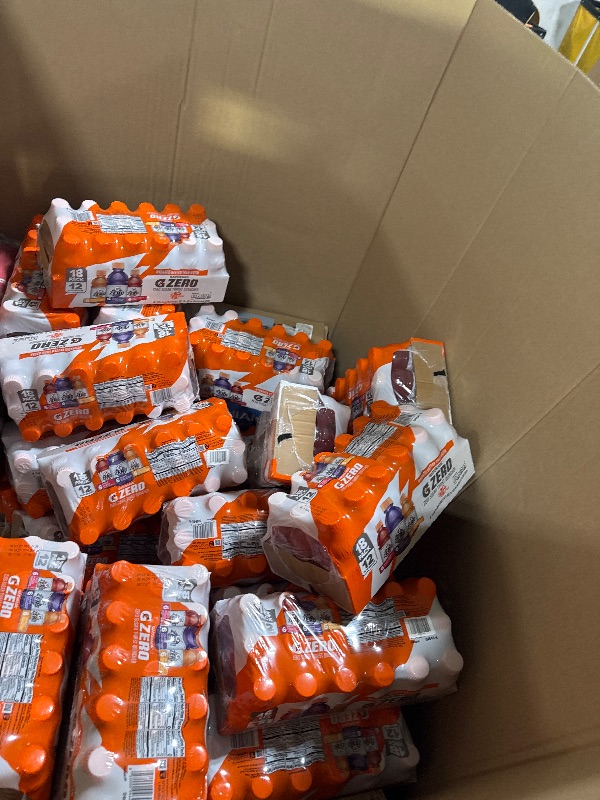 Photo 1 of (PALLET) OF Gatorade G Zero Sports Drink, Fruit Punch, Orange, Grape Variety Pack, 12 Fl Oz (Packs of 18) 