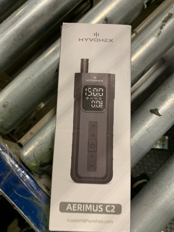 Photo 1 of **missing parts**HYVOHEX Tire Inflator Portable Air Compressor, 1 Min Fast Inflation Cordless Bike Pump with Digital Pressure Gauge LED Light, 150 PSI Electric Air Pump for Car Tires, Bicycle, Motorcycle, Ball (Grey)