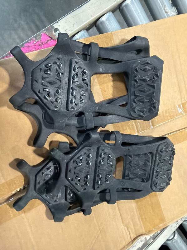 Photo 1 of ****SIMILAR ITEM****TWO PAIRS**** Ice Snow Traction Cleats Crampons Anti-Slip Snow Shoes Cleats Walking on Snow and Ice Winter Walking Boots Cleats for Men Women Hiking, Jogging (24 Steel Crampons,Szie S)