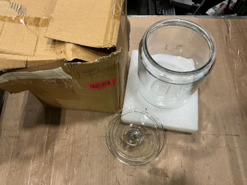 Photo 1 of **MAJOR DAMAGE**
Maredash 1 Gallon Glass Canister, Cookie Jar & Candy Jar with Airtight Lid, Large Food Storage Container for Buffet, Coffee & Flour, Laundry Room Storage & Pantry