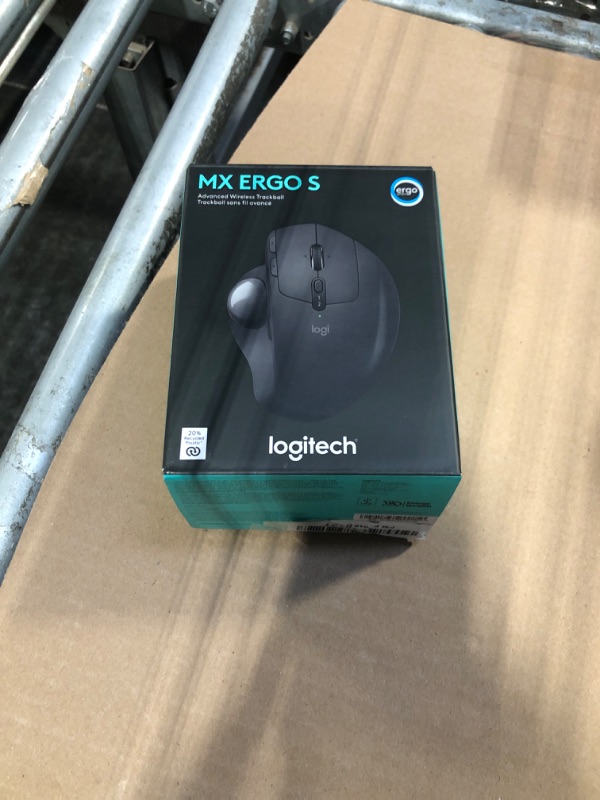 Photo 1 of ** MISSING USB-C  CHARGER ***** Logitech MX Ergo S Advanced Wireless Trackball Mouse, USB-C Rechargeable Wireless Ergonomic Mouse with Bluetooth and Encrypted Dongle, 6 Programmable Buttons, for PC/Mac - Graphite