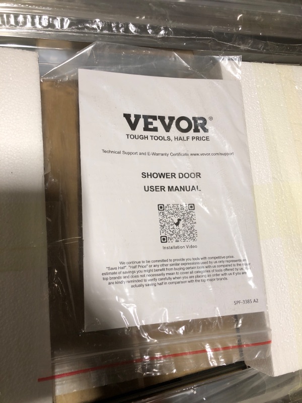 Photo 1 of **MISSING PIECES UNKNOWN**VEVOR Semi-Frameless Shower Door, 57.7-59 W x 70 H in, Shower Sliding Glass Door with 1/4 in(6mm) Clear Tempered Glass, Waterproof Shatterproof Nano Stainproof with Stainless Steel Hardware, Chrome