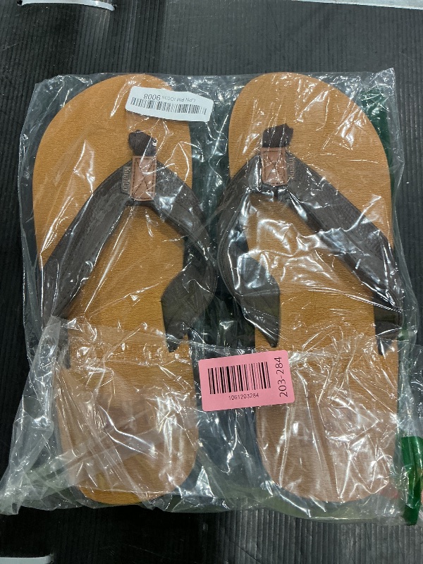 View 2 of KuaiLu Mens Leather Flip Flops Arch Support Summer Beach Pool Water Thong Sandals Waterproof Memory Foam Walking Shoes Slip on Orthotic Casual Rubber Cushion Wide Slides Shower Slippers Khaki Size 12