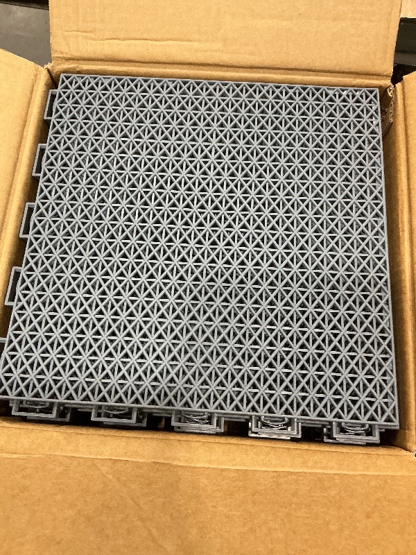 Photo 1 of *MISSING ITEMS UNKNOWN*
Fast-Drying Outdoor Decking for Garden, Kennel, Storage Shed, Basement, Garage, Patio, Bathroom, 10 PCS 12''x12''x0.59'' Heavy-Duty Interlocking Decking Tiles, Maximum Bearing Capacity up to 6613 LBs
