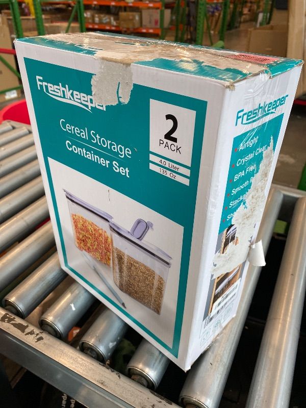 Photo 1 of 6 Pack Airtight Cereal Food Storage Container - BPA Free Plastic Kitchen and Pantry Organization Canisters for, Dry Pet Food, Flour, Sugar, Rice, Nuts, Snacks & More (135.5 Oz) Labels & Chalk Marker