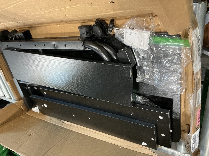 Photo 1 of **MISSING PIECES UNKNOWN**QZMDSM Portable Rolling Desk on Wheels Adjustable Height Desks for Small Spaces, 32" Computer Desk with Storage Shelves for Home Office Black