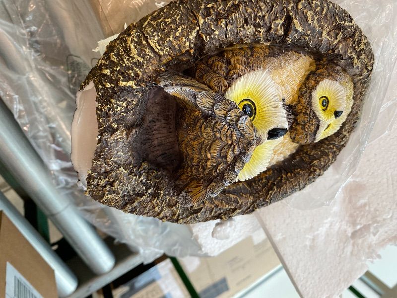 Photo 1 of **CRACKED , SEE PHOTOS**Owl Mom and Owlet Tree Hugger, Outdoor Garden Sculpture Tree Faces, Owl Bird Garden Resin Statue, Tree Peeker Ornament, Durable & Waterproof, Decorations Gardening Presents for Housewarming Birthday