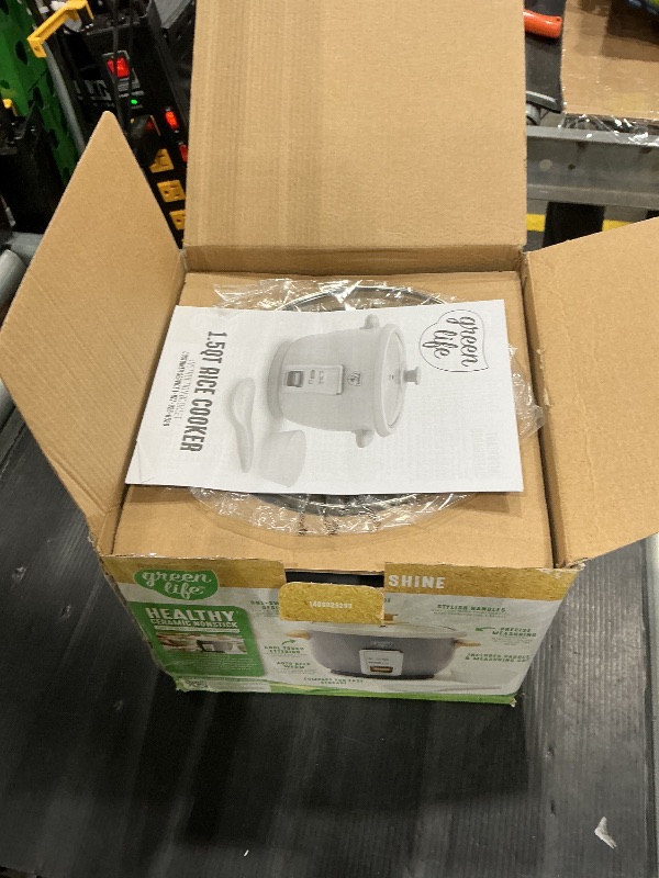 Photo 1 of ***MISSING PIECES*** GreenLife Rice Cooker with Removable PFAS-Free Nonstick Pot, 3-Cups Uncooked/6-Cups Cooked, One-Switch Design, Auto Keep Warm Function, Soup, Grains, Oatmeal, Wood Handle, Gray