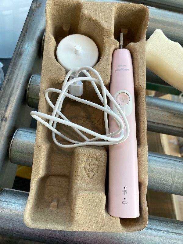 Photo 1 of ***MISSING CASE*** Philips Sonicare 4100 Rechargeable Electric Toothbrush, Advanced Plaque Removal, Pressure Sensor, Includes Brush Head Case, Deep Pink BD5004AZ