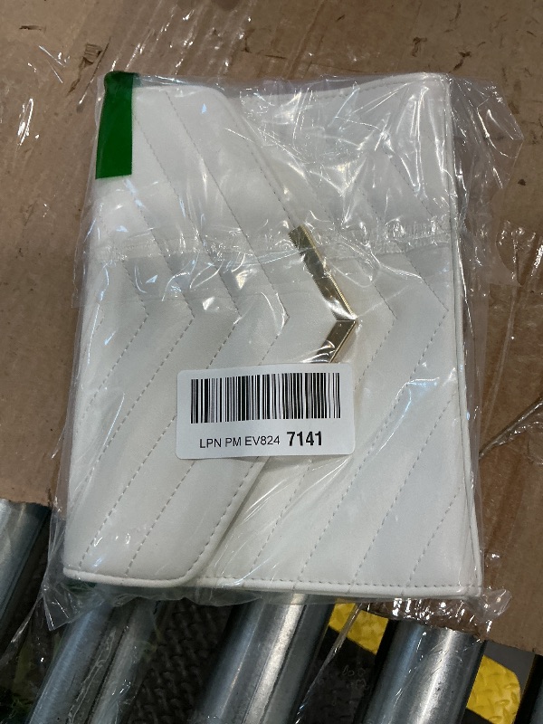 Photo 1 of ***MINOR DAMAGE*** ***READ CLERK NOTES*** KKXIU Women Formal PU leather Evening Envelope Clutch Purses and Handbags for Party Wedding Prom Bridal (A-White)