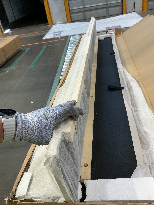 Photo 1 of ***PARTIAL SET*** ***READ CLERK NOTES*** Merax Twin Size Velvet Upholstered Platform Bed, Wood Bed Frame with Twin Size Trundle, Beige