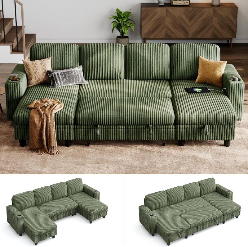 Photo 1 of *PARTIAL SET*
LINSY HOME Modular Sectional Sofa Couch Corduroy Cloud Couches for Living Room, V-Shaped Cloud Couch Sectional Sofas for Bedroom and Apartment, Green