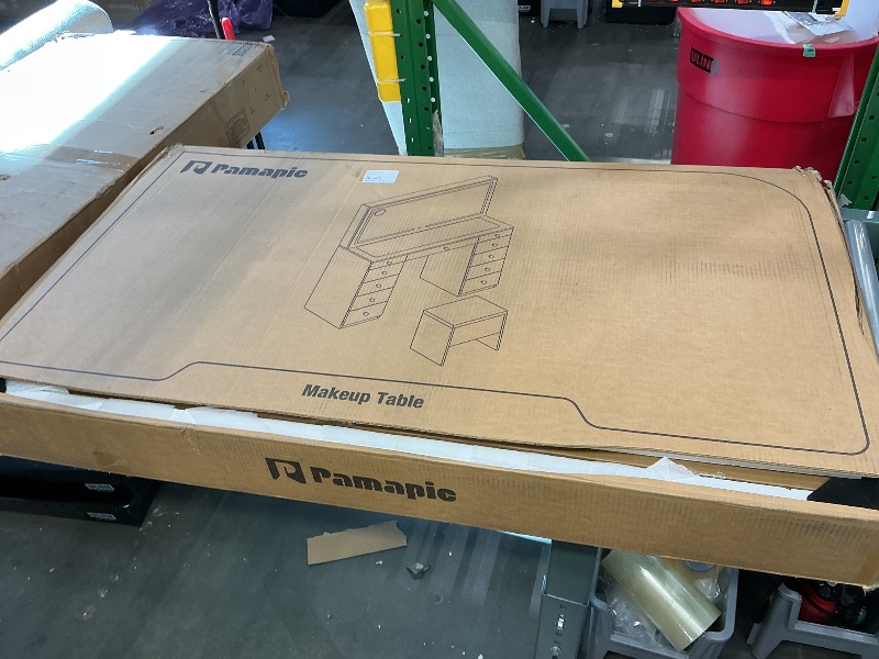 Photo 1 of *PARTIAL SET*
Pamapic 11 Drawers Vanity Desk with Golden Handles, Upgraded Silent Slides Vanity Mirror with Lights, 3 Lighting Modes Glass Top Makeup Vanity with Chair and Portable Mirror, Charging Station