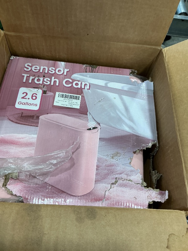 Photo 1 of **UNTESTED**
Cesun Automatic Motion Sensor Bathroom Trash Can with Lid, 2.6 Gallon Touchless Trash Bin, Smart Plastic Slim Garbage Can Small Wastebasket for Toilet, Office, rv, Bedroom, Living Room, Pink