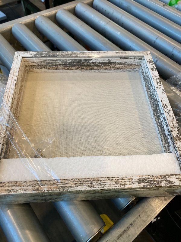 Photo 1 of **Missing**
Califortree 11x11 Shadow Box Frame with Linen Back - Sturdy Rustic Memory Display Case of Flower, Pictures, Medals and More, Distressed White