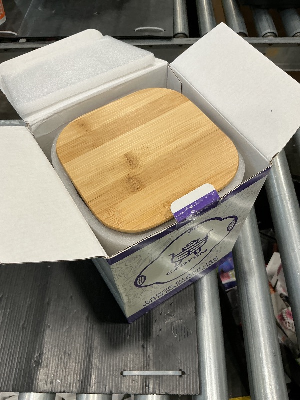 Photo 1 of *PARTIAL SET - Missing the small container*
2 Pack large Square Glass Flour and Sugar Containers with 132 Kitchen Pantry Labels - 110 floz & 51 floz - Glass Jars with Airtight Bamboo Lid - Glass Rice Canisters for Coffee, Pasta, Cookie, Cereal