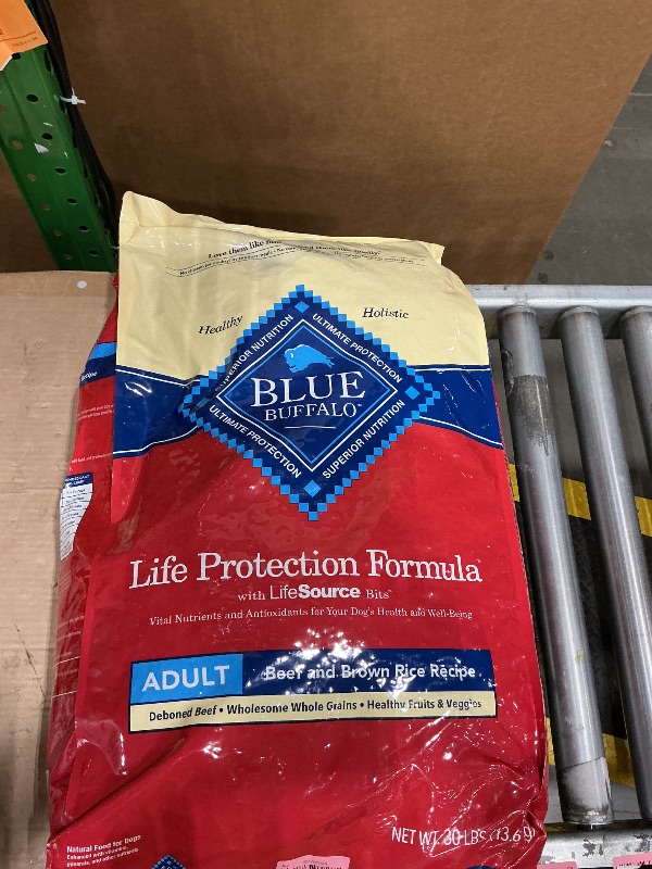 Photo 1 of Blue Buffalo Life Protection Formula Adult Dry Dog Food, Helps Build and Maintain Strong Muscles, Made with Natural Ingredients, Beef & Brown Rice Recipe, 30-lb Bag expires February 2026