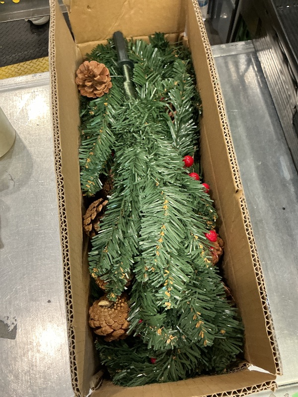 Photo 1 of [12 Modes & Timer] 3 Ft Christmas Tree, Artificial Tabletop Christmas Tree with 70 Warm White & Muliti Lights Pine Cones Red Berried Balls Burlap Base Battery Xmas Tree Home Christmas Decorations