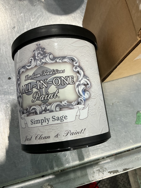 Photo 1 of *USED*
ALL-IN-ONE Paint, Simply Sage (gray green), Quart - Durable cabinet and furniture paint. Built in primer and top coat, no sanding needed. Includes our 30 featured color card.