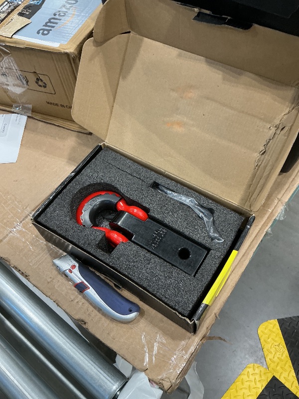 Photo 1 of ***MISSING PIECES*** AUTOBOTS Shackle Hitch Receiver 2", 45,000 Lbs Break Strength Heavy Duty Receiver with 5/8" Screw Pin, 3/4" D Ring Shackles, Towing Accessories for Vehicle Recovery Off-Road, Red&Black