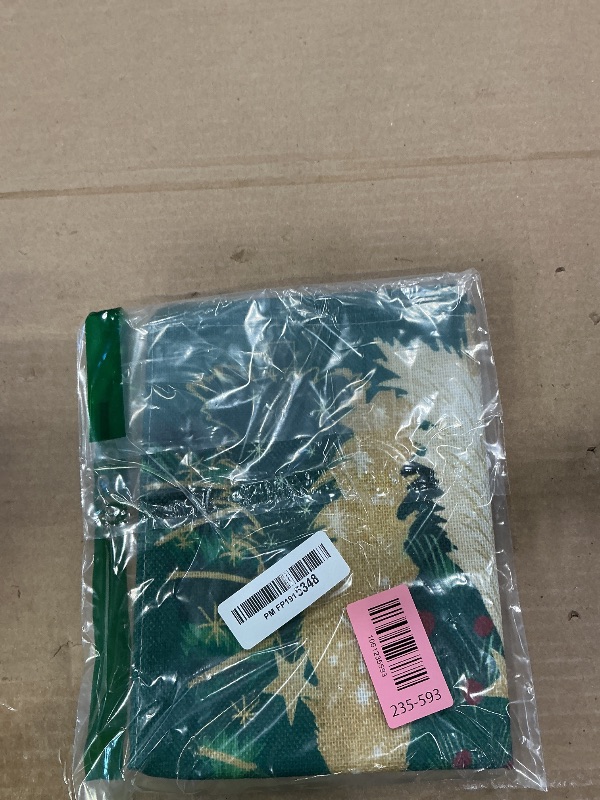 Photo 1 of Artoid Mode Xmas Trees Snowflakes Green Merry Christmas Table Runner, Winter Seasonal Kitchen Dining Table Decoration for Home Party Decor 13x72 Inch