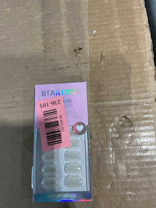 View 2 of BTArtbox Press On Nails Short - White Soft Gel Press On Nail, Square Chrome Nail Tips Glue On Nails, Reusable Stick On Nails in 15 Sizes - 30 Soft Gel Fake Nails Kit, Vanilla Glazed