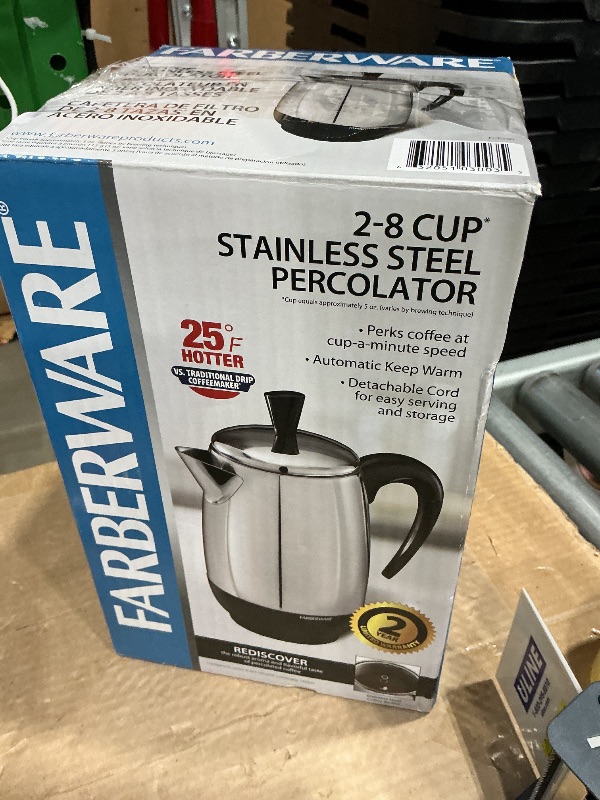 Photo 1 of *USED*
Farberware Electric Coffee Percolator, Stainless Steel Basket, Automatic Keep Warm, No-Drip Spout, 8 Cup