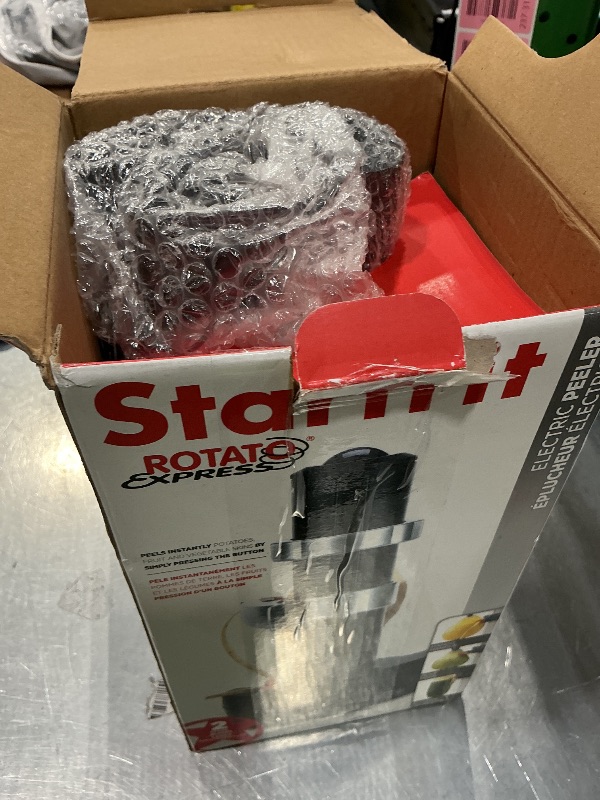 Photo 1 of *MINOR DAMAGE - USED*
Starfrit Rotato Express Electric Peeler - 2 Spare Blades - Safe & Easy to Use - Effortlessly Peels Vegetables and Fruit