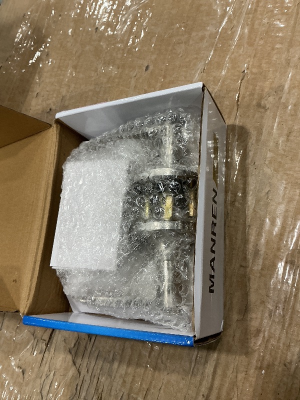 Photo 1 of 1 Pack of MANREN Lever Keyed Entry Door Lever Handle Lock, Universal Door Knob Hardware,Nickel Brushed Color (MR802ET)