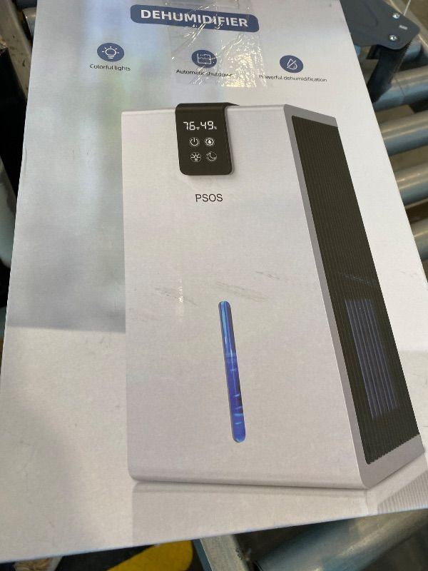 Photo 1 of *MINOR DAMAGE - USED*
Dehumidifier, Dehumidifiers for Home,98 OZ Water Tank, (1000 sq.ft) Quiet Dehumidifier for Basement Bathroom Bedroom with Humidity Display, Auto Shut Off, Relaxing 7 Color Ambient Light(Gray)