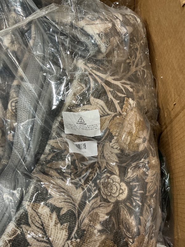 Photo 1 of Luxcrest Brown 8x10 Area Rug: Vintage Floral Washable Rugs for Living Room Bedroom Dining Room Under Kitchen Table Office - Soft Non-Slip Stain Resistant Low Pile Carpet Indoor - Brown and Gold