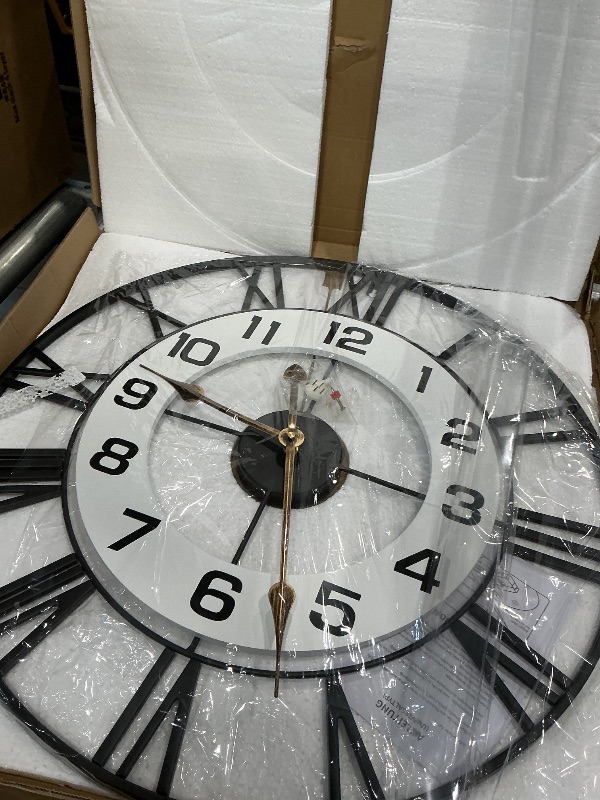 Photo 1 of 24inch Metal Decorative Wall Clock,Silent Non-Ticking Quality Quartz Battery Operated,Large Wall Clocks for Living Room Kitchen Home Bathroom Bedroom Wall Decor