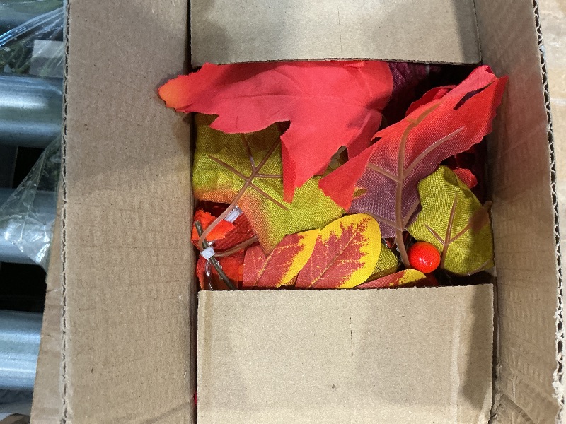 Photo 1 of 16.4 FT Fall Decor Garland with Lights, Autumn Maple Leaf Lighted Garlands with Berries Pumpkins & Timer, 50 LED Thanksgiving Decor Fall String Lights for Home Halloween Fireplace Mantle Window