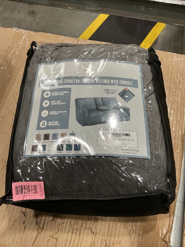 Photo 1 of **recommend washing**ULTICOR Reclining Loveseat with Middle Console Slipcover, 8-Piece Velvet Stretch Sofa Covers, 2 seat Loveseat Recliner Cover, Thick, Soft, Washable(Dark Grey)