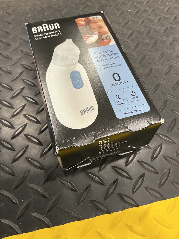 Photo 1 of ***MISSING PIECES*** Braun Electric Nasal Aspirator - Mucus Remover, Blocked Nose Relief for Newborn, Baby and Toddler, Electric Suction Power, 2 Suction Levels, 2 Nose Tip Sizes, Dishwasher Safe, FSA and HSA Eligible