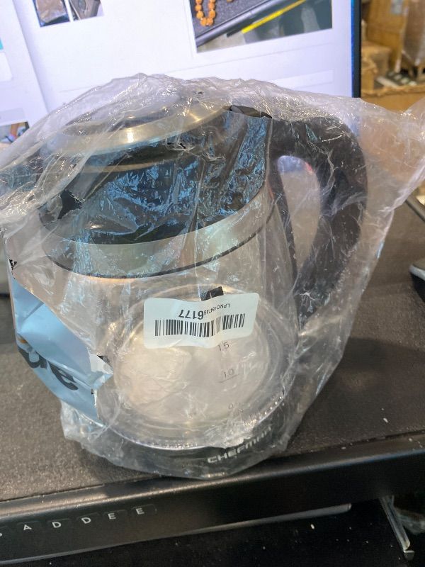 Photo 1 of ***MISSING POWER CORD*** Chefman Electric Kettle, 1.8L 1500W, Hot Water Boiler, Removable Lid for Easy Cleaning, Auto Shut Off, Boil-Dry Protection, Stainless Steel Filter, BPA Free, Borosilicate Glass Electric Tea Kettle