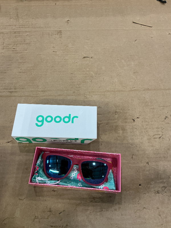 Photo 1 of ***SCRATCHES*** goodr Flamingos On A Booze Cruise Polarized Sunglasses, Medium Sized (OG), Pink Translucent Frames with Teal Mirored Reflective Lens, UV400 Protection, No Slip, No Bounce