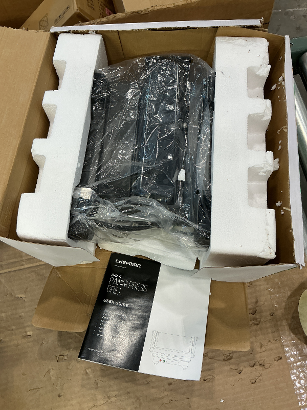 Photo 1 of *USED*
Chefman Panini Press Grill and Gourmet Sandwich Maker Non-Stick Coated Plates, Opens 180 Degrees to Fit Any Type or Size of Food, Stainless Steel Surface and Removable Drip Tray, 4 Slice, Black