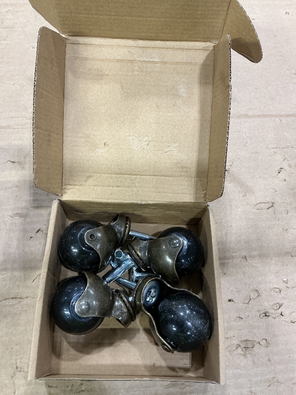 Photo 1 of *MINOR DAMAGE - USED*
MySit Ball Caster TPR Wheels with Brake 2 Inch Brass Vintage Antique Heavy Duty Stem Casters for Furniture Legs, Cabinet, Sofa 4 Pack