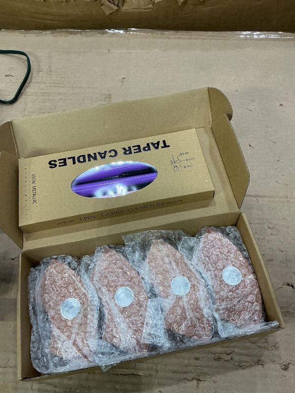 Photo 1 of **SIMILAR TO STOCK IMAGE, SEE LIVE PHOTOS** 4 Pcs Advent Candles Holder with 4 Taper Candle Brown Nativity Advent Wreath Christmas Wreath Ring Season Centerpiece Decor Christmas Candles Decorations Centerpiece Decorations (8, Brown)