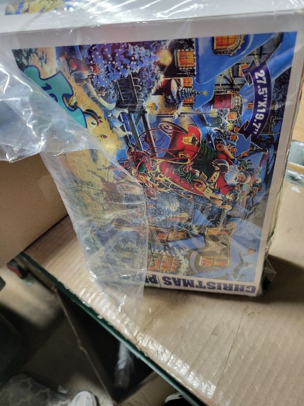 Photo 1 of 2 Pack 1000 Pieces Christmas Jigsaw Puzzles for Adults Santa Claus Playing Outside Fireplace Christmas Tree Presents Puzzles Educational Toys for Adults Man Woman Kids Puzzles Gifts (27.5 x19.7 in)