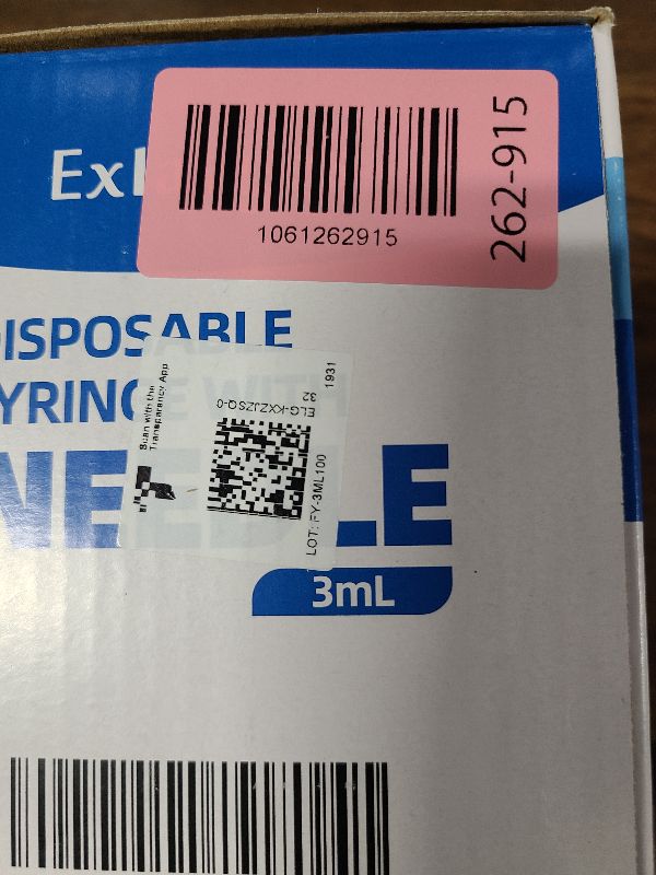 Photo 1 of 100 Pack Disposable 3ml/cc Lab Syringes with 23Ga 1 Inch Needle Luer Lock, Individually Sealed Packed