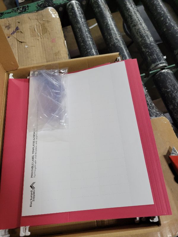 Photo 1 of 25 Blue Summit Supplies Red Hanging File Folders Letter Size – Durable 11pt Paper, Plastic Tabs and Inserts Included, Fits Standard Filing Cabinets and Desktop Organizers