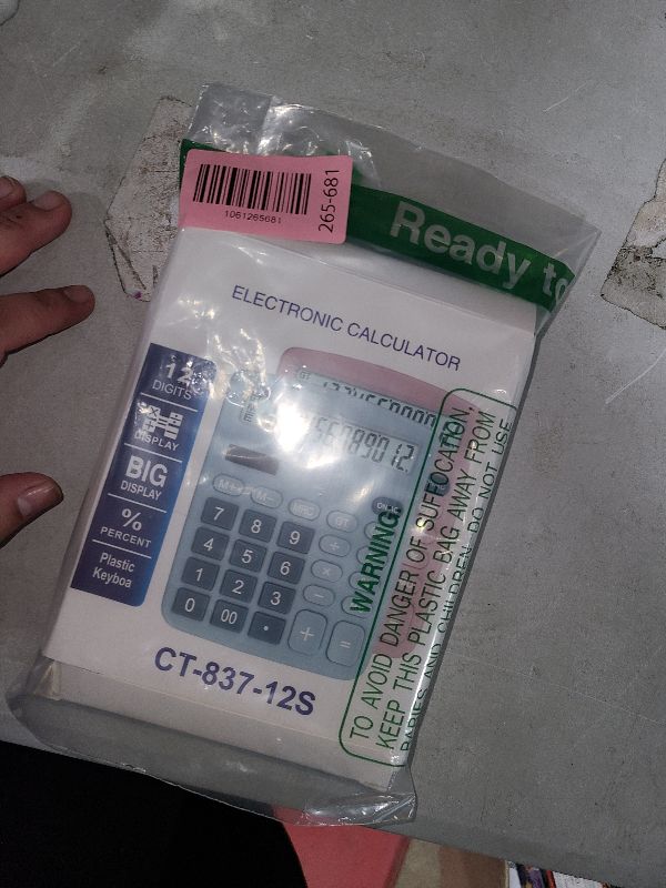 Photo 1 of 12 Digits Desktop Calculator with Large LCD Display, Basic Calculator Dual Solar Power and Battery, Standard Function for Office, Home, School (Dark Blue)