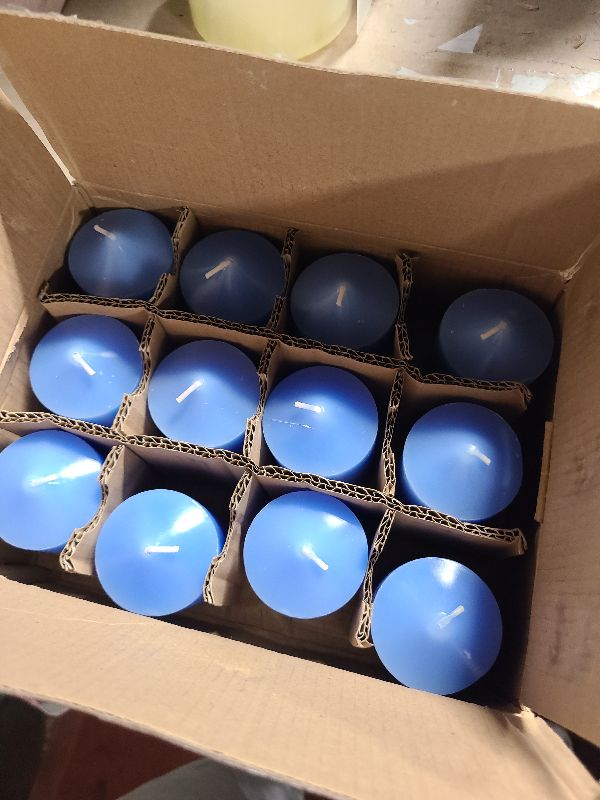 Photo 1 of 12 Pack 2x3 Hand Poured Dripless Pillar Candles, Soy Candles, Non-Toxic, Unscented, Smokeless, for Power Outages & Emergency (Blue)